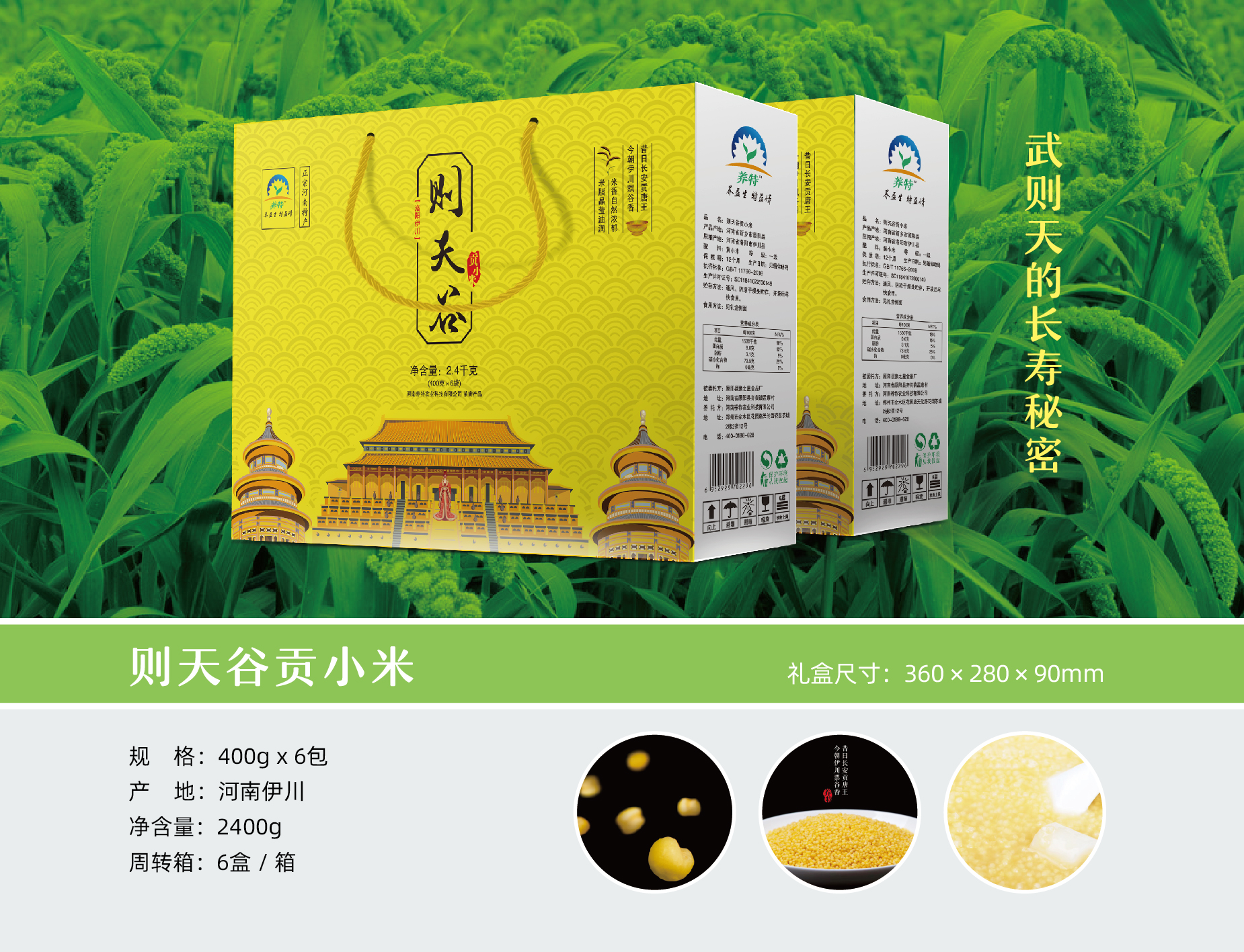 则天谷贡小米2400克礼盒- 养特牌特产-产品展示- 温县益生情山药有限公司